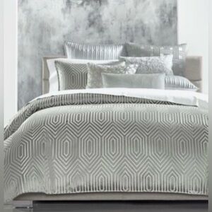 2 - Hotel Collection Silver Geometric Euro Pillow Shams